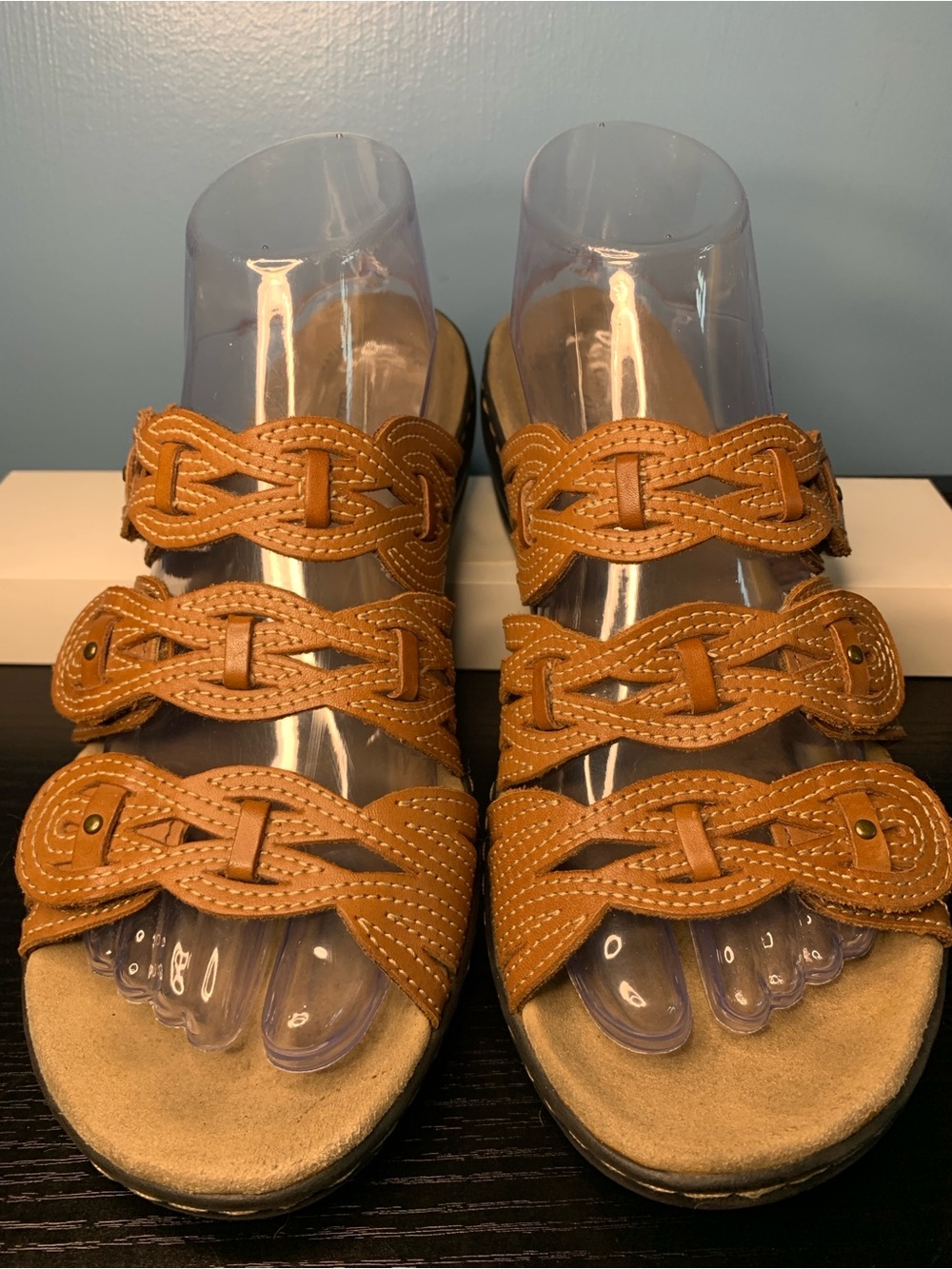 Clarks Women's Braided Triple-Strap Sandals in Tan Brown
